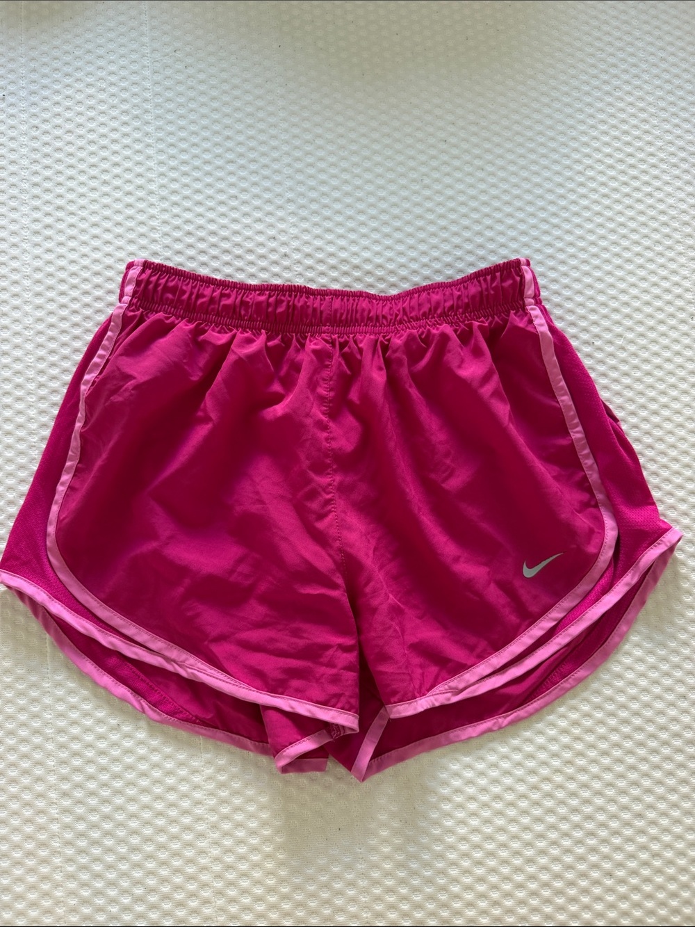 Nike Women's Hot Pink Athletic Running Shorts with Light Pink Trim